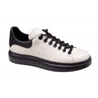 Pantofi barbati din piele naturala Alb - Negru LS7KNA